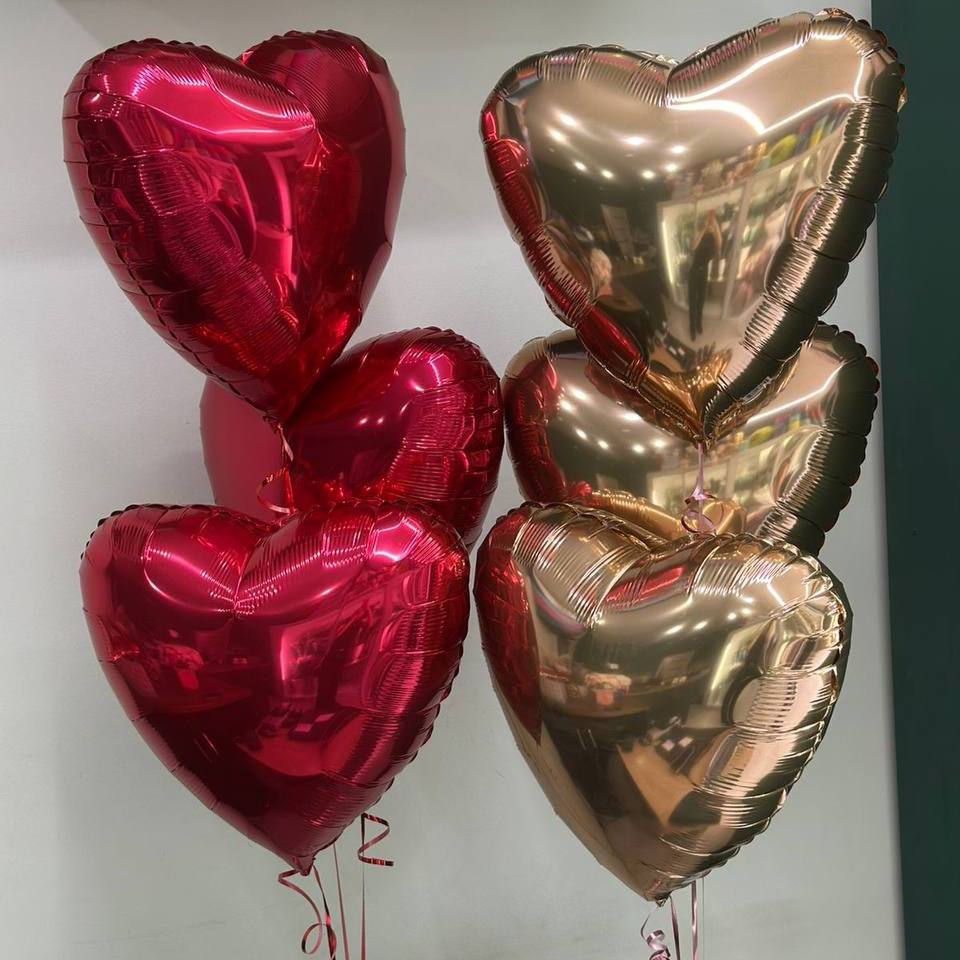Фото #279. Набор Шаров из трех флольгированных сердец
