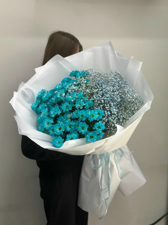 Фото Дуэт хриз и гипсофил размер М