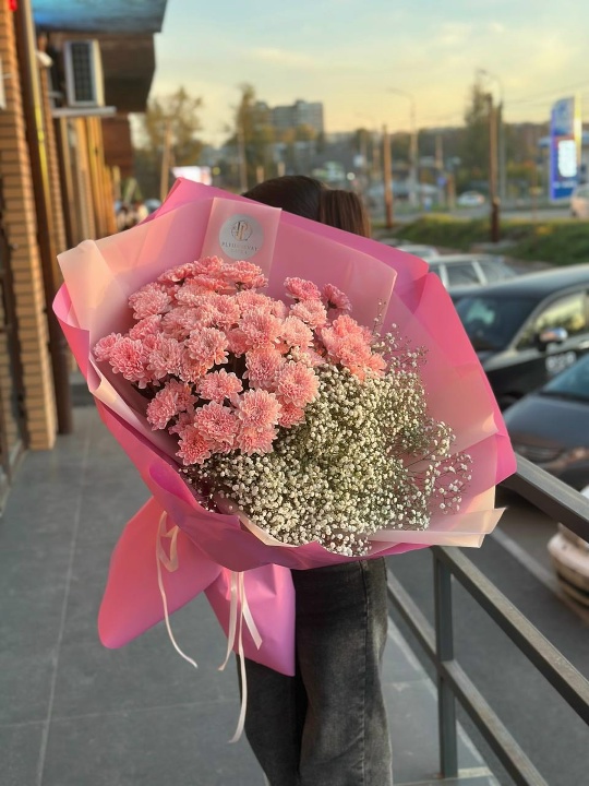 Фото Дуэт хриз и гипсофил размер L